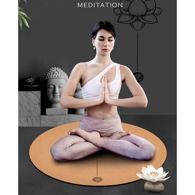 Yogamat lotus - Zacht Rubber - Kurk - 68cm - Anti-Slip - Meditatiemat