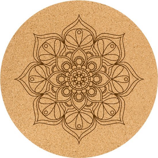 Yogamat Mandala - Zacht Rubber - Kurk - 68cm - Antislip - Meditatiemat
