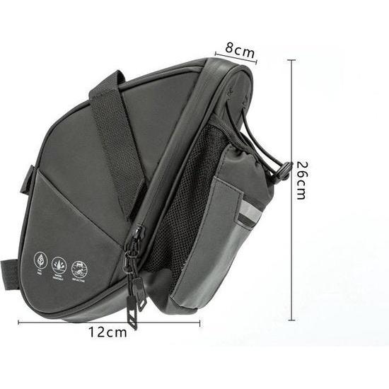 Saddlebag voor MTB Fiets Met bidonhouder - Zwart - Fietstas - Fiets Zadeltas - Opberging Zadel - Voor Wielrennen, Mountainbike, Racefiets, Omafiets, Opafiets en andere Fietsen - Regenbestendig - Waterbestendig - Fietszadeltas