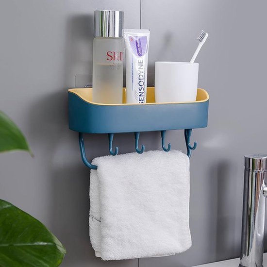 Zelfklevend Doucherek - Badrek - Blauw - Scandinavisch - Zuignappen - Douchemandje - Nordic stijl - Minimalistisch - Doucherekje