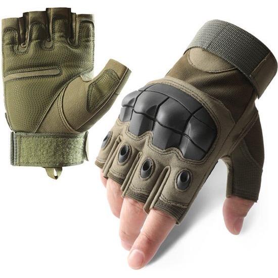 Summer Fingerless Motorcycle Gloves - Green - Hard Knuckles - Hand Gloves - Training Gloves - Sports Gloves