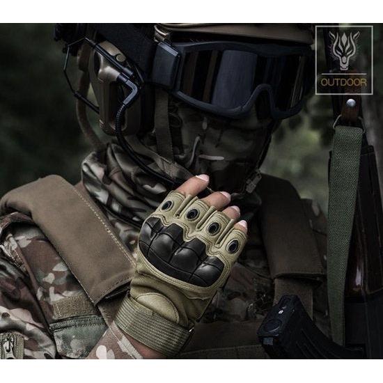Summer Fingerless Motorcycle Gloves - Green - Hard Knuckles - Hand Gloves - Training Gloves - Sports Gloves