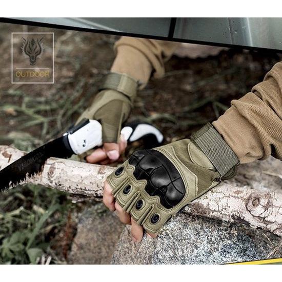 Summer Fingerless Motorcycle Gloves - Green - Hard Knuckles - Hand Gloves - Training Gloves - Sports Gloves