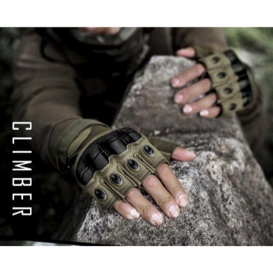 Summer Fingerless Motorcycle Gloves - Green - Hard Knuckles - Hand Gloves - Training Gloves - Sports Gloves