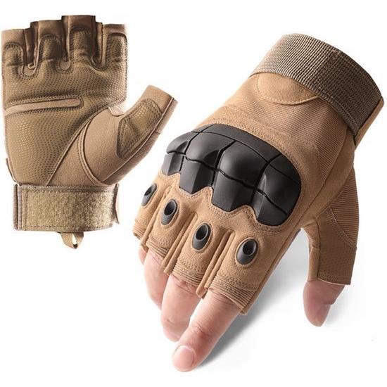 Zomer Vingerloze Motorhandschoenen - Zand - Harde Knokkels - Hand Handschoenen - Trainingshandschoenen - Sporthandschoenen