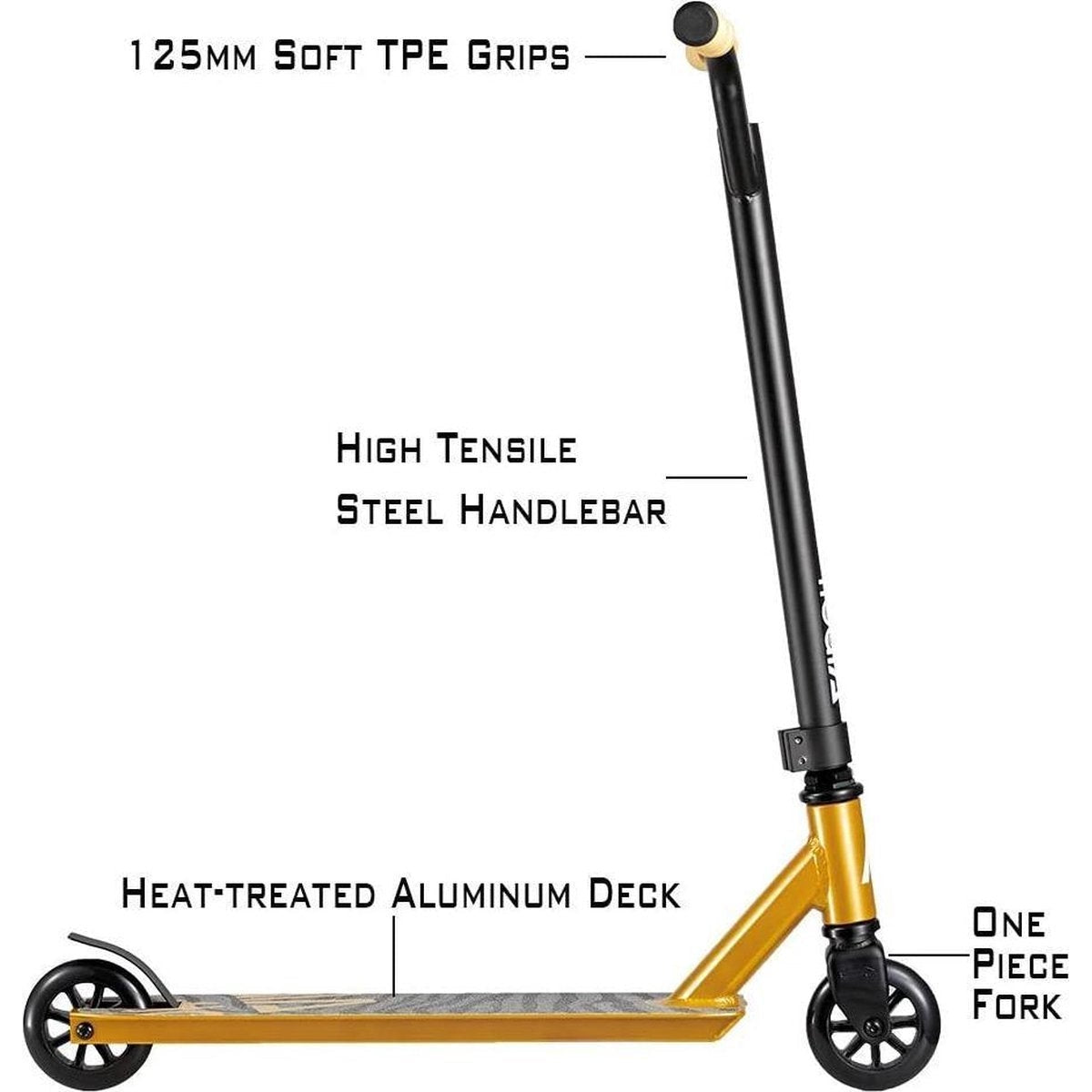 Albott - Pro Stunt Step - Goud - Aluminium - 100mm Wielen - ABEC 9 Lagers - Scooter - Freestyle Street - 8+ leeftijd